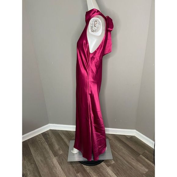 GALVAN Satin Halter Neck Dress Size FR42 (10 US) $1095 - Picture 3 of 7